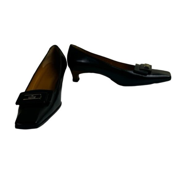 Gucci Tom Ford Vintage NEW Leather Logo Square Toe Kitten Heel shoes Loafers 7B - Picture 8 of 16